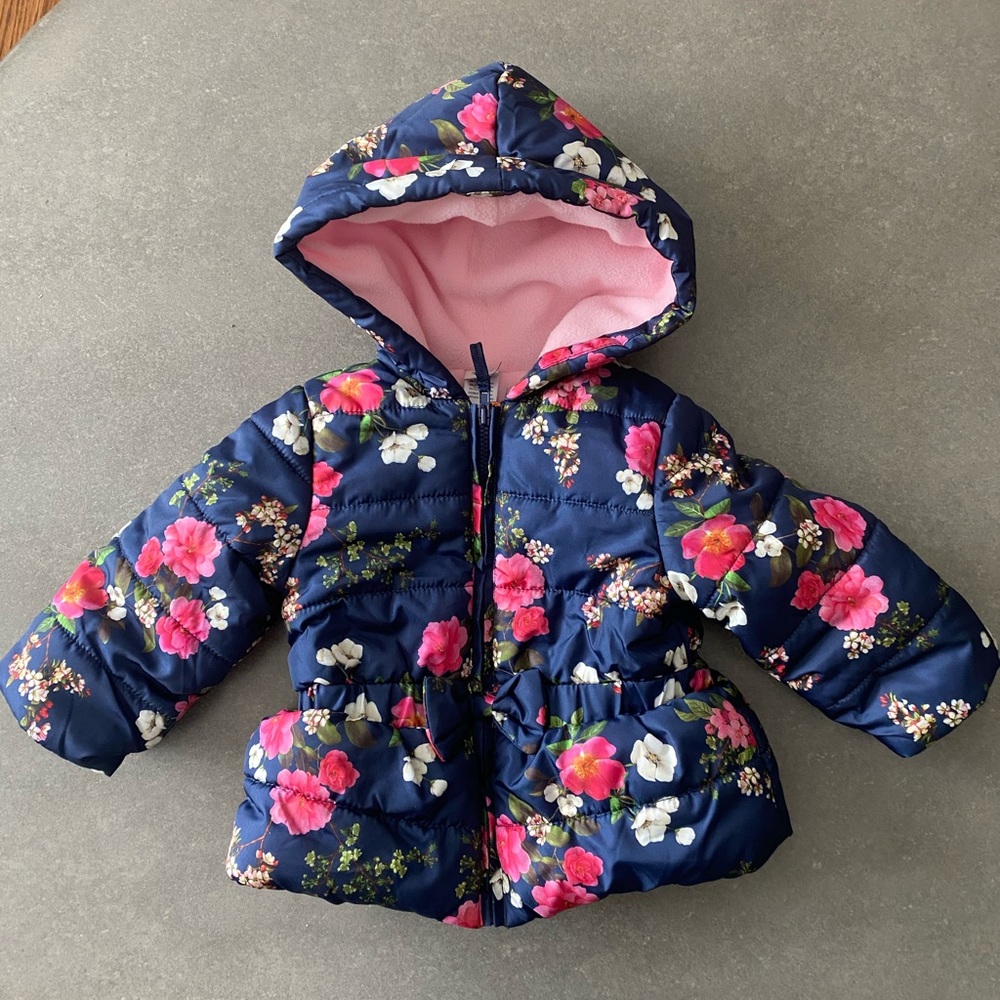 12M Little Me | Floral Puffer Jacket